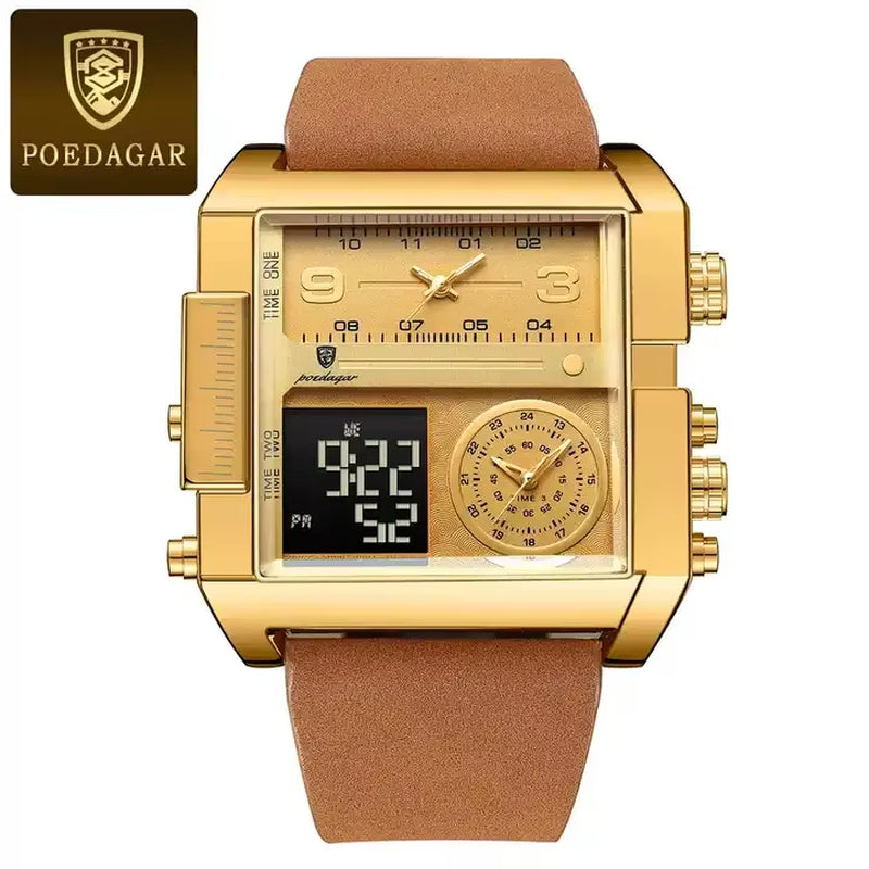 POEDAGAR 997 Men's Luxury Chronograph Leather Watch
