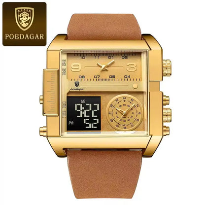 POEDAGAR 997 Men's Luxury Chronograph Leather Watch