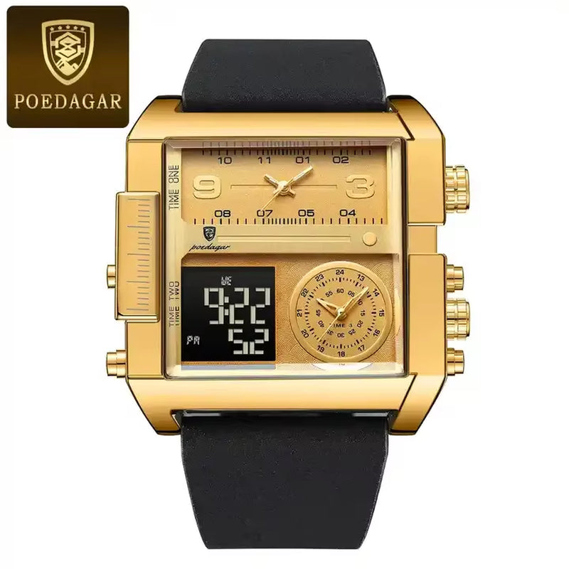 POEDAGAR 997 Men's Luxury Chronograph Leather Watch
