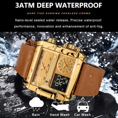 POEDAGAR 997 Men's Luxury Chronograph Leather Watch
