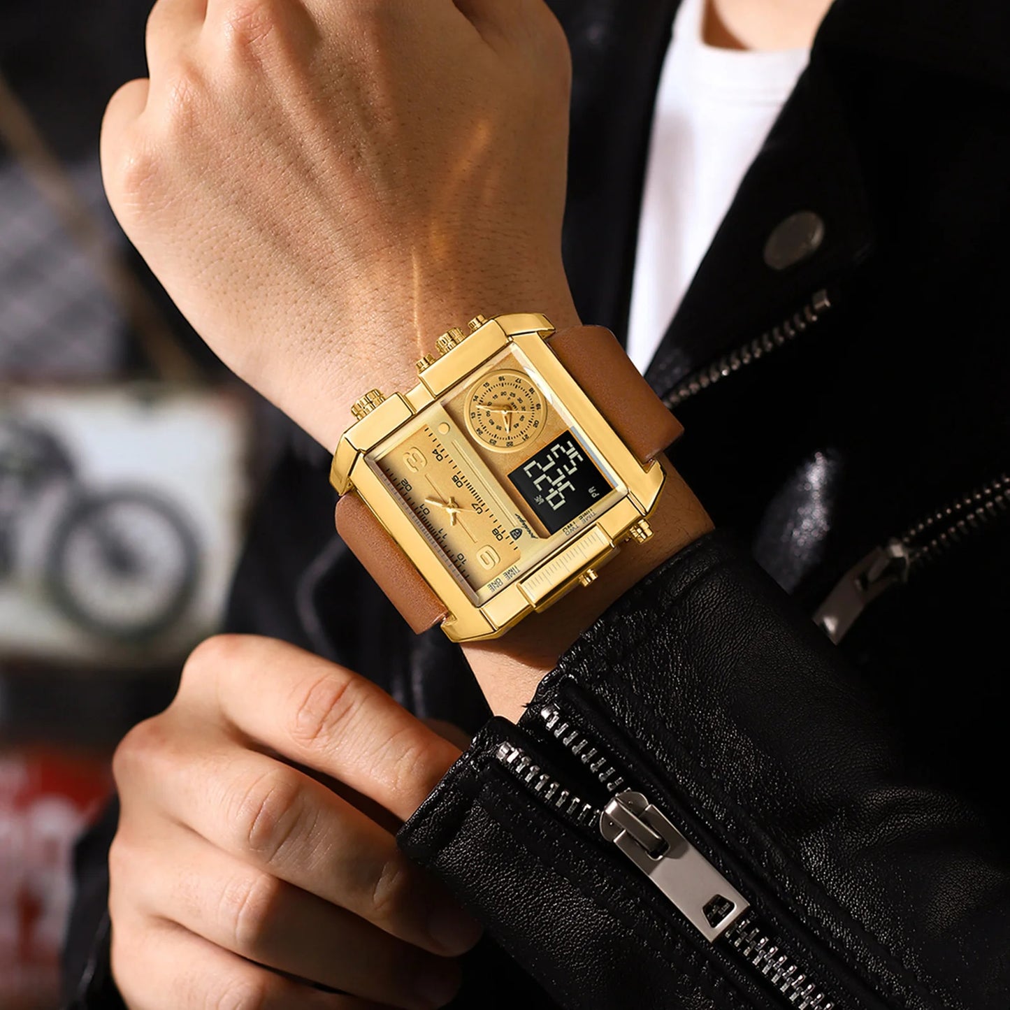 POEDAGAR 997 Men's Luxury Chronograph Leather Watch