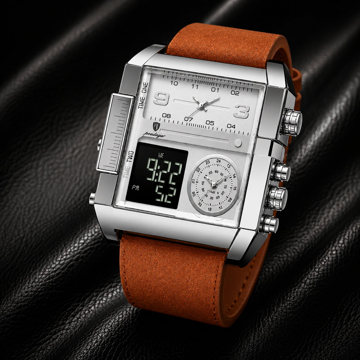 POEDAGAR 997 Men's Luxury Chronograph Leather Watch